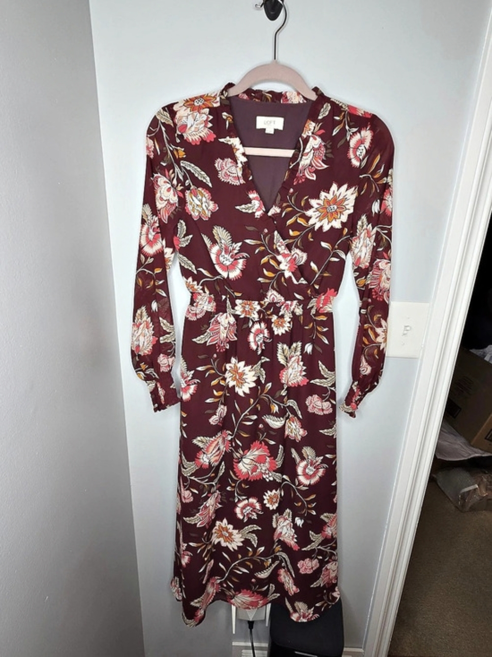 LOFT Floral Midi Dress Size XS